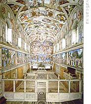 The inside of
            the Sistine Chapel