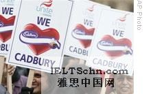 Cadbury workers in London protest the takeover by Kraft