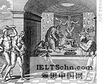 Detail of a picture showing Aztecs making chocolate as part of a religious ceremony